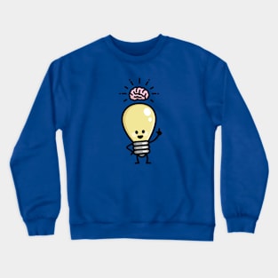 Idea creative genius light bulb brains creativity cartoon Crewneck Sweatshirt